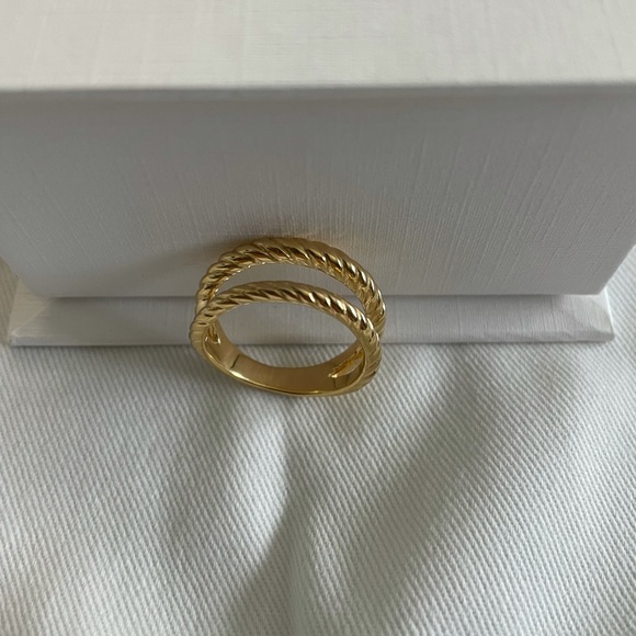 Stacked Double Rope Ring 18Ct Gold Plate - Picture 4 of 6